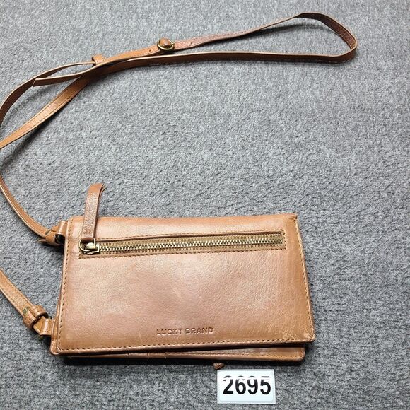 Lucky Brand Crossbody Wallet Womens Tan Genuine Leather Phone Adjustable Strap - Picture 8 of 8